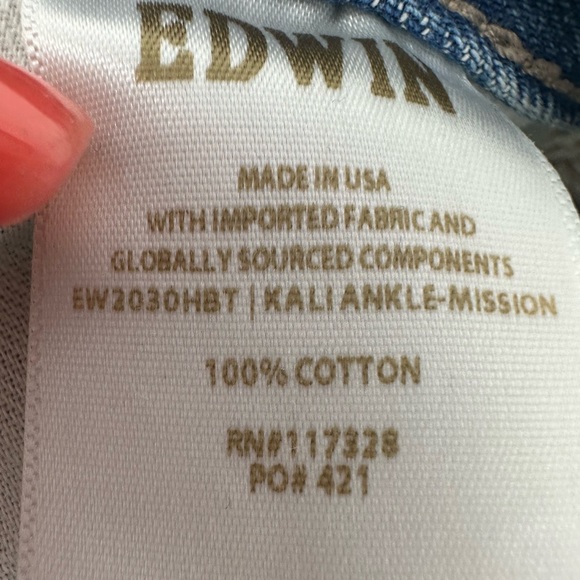 Edwin Kali High Rise Ankle Jeans Distressed Vintage Straight Cotton Womens 27 - Picture 7 of 10